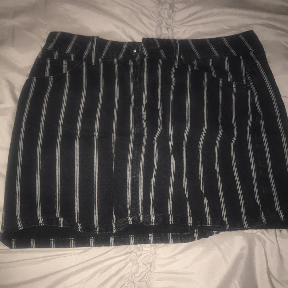 Vertical Stripe Mini Denim Skirt